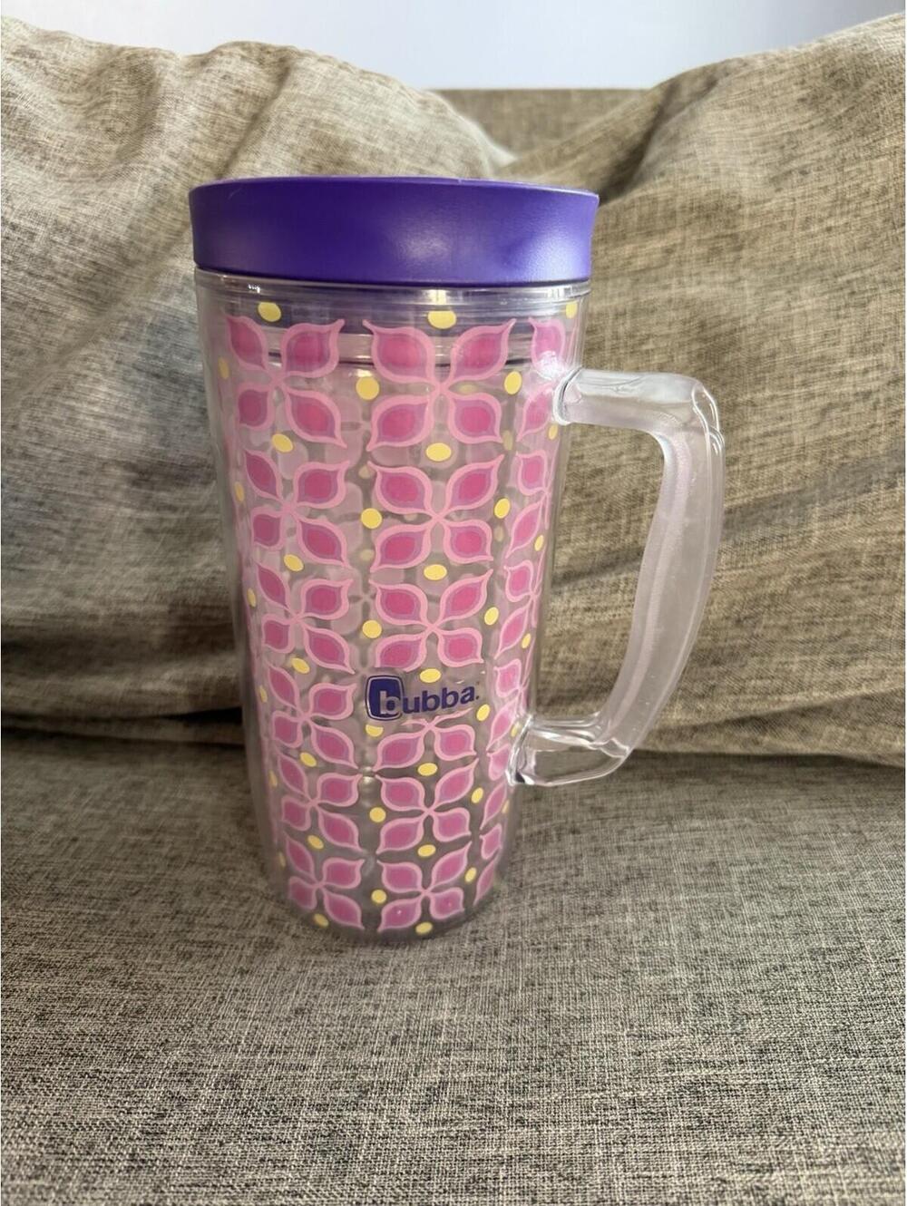 Bubba Envy Tumbler 32 Oz Plastic Pink Yellow Floral Purple Lid Handle